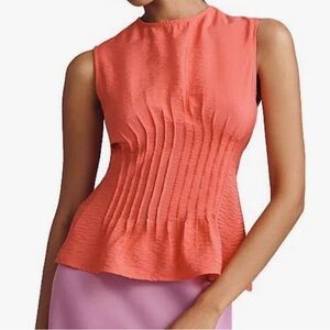 Anthropologie Della pleated waist shell top